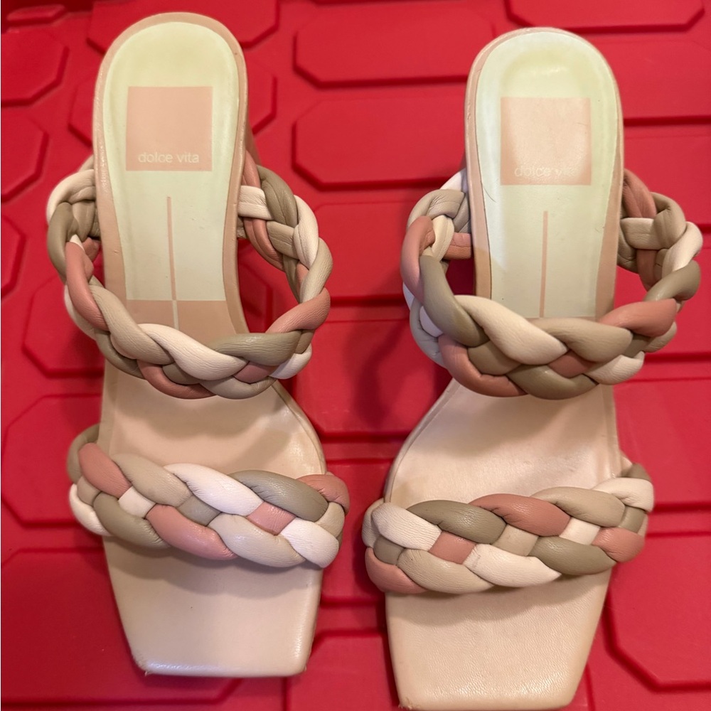 Dolce Vita Women's Braided Sandals - Pink and Cream